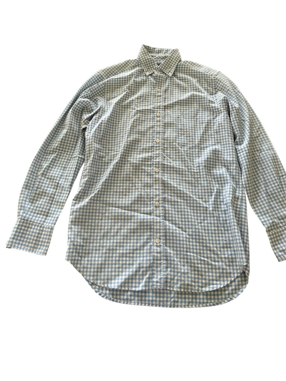Tailorbyrd white light blue gingham button down long sleeve dress shirt